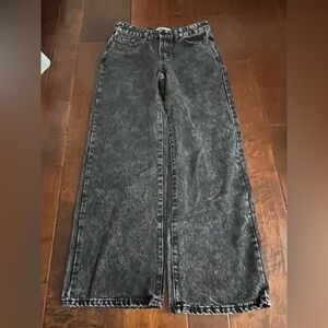 Women's Washed Black Wide-Leg Jeans